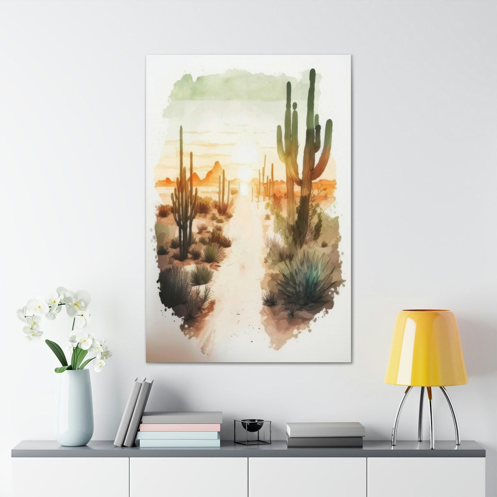 Desert Sunset Print Colorful Watercolor Wall Art Southwest Landscape Gift Saguaro Cactus Beautiful Nature Home Decor