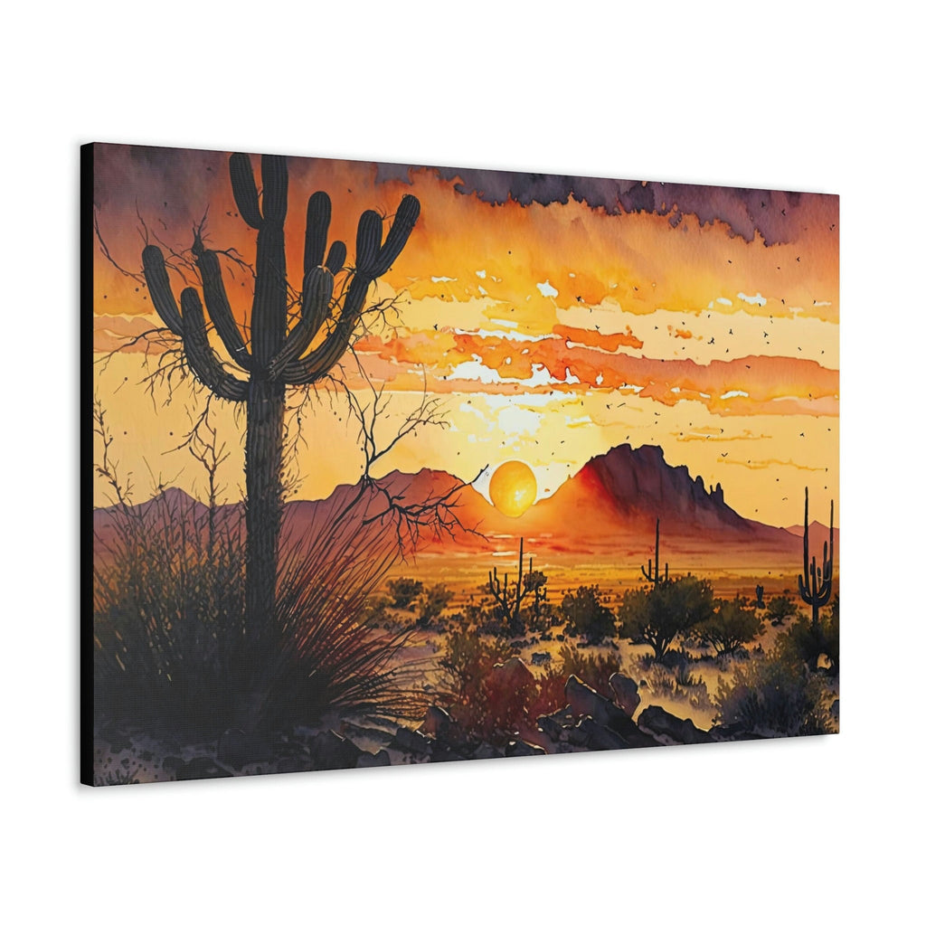 Desert Sunset Print Colorful Watercolor Wall Art Southwest Landscape Gift Saguaro Cactus Beautiful Nature Home Decor