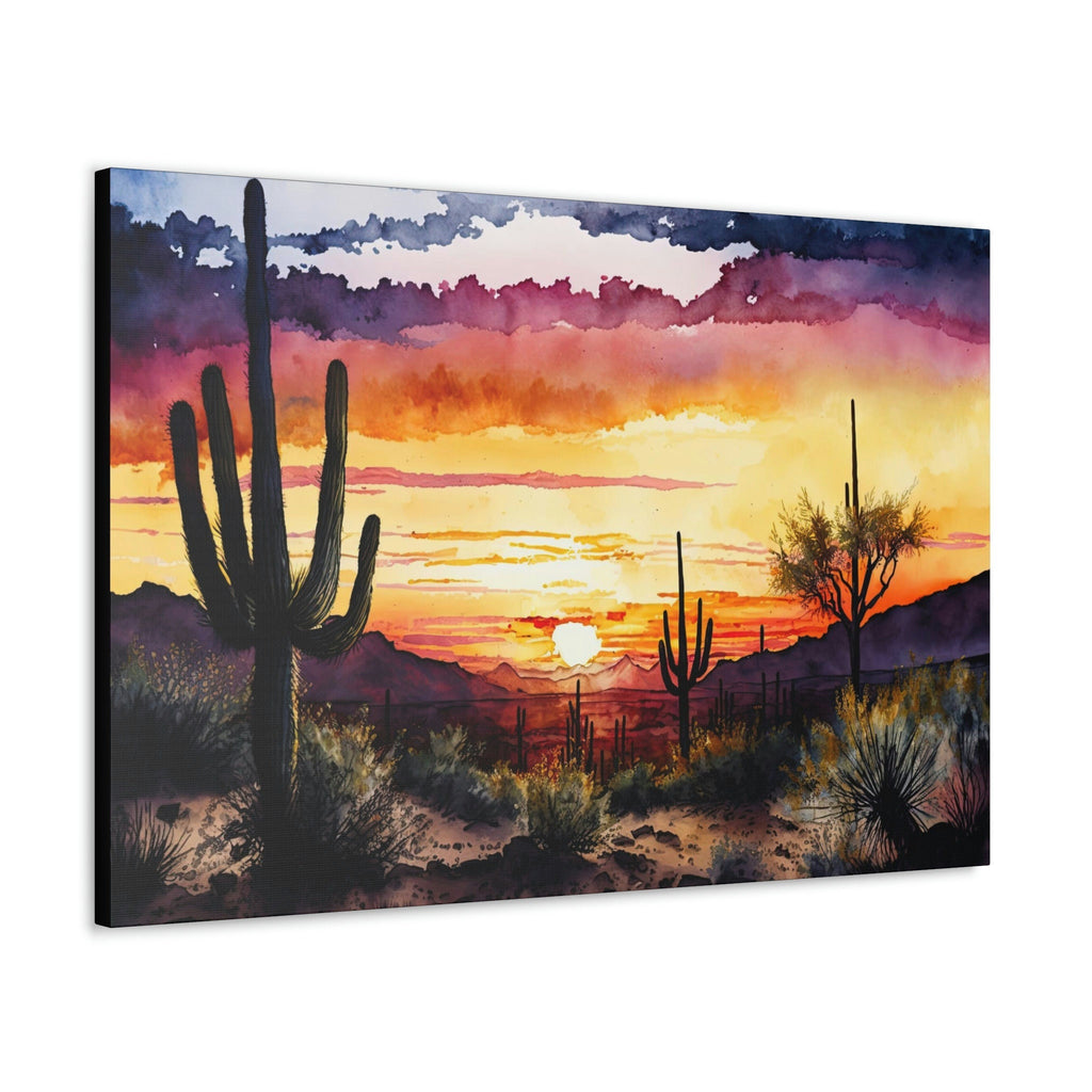 Desert Sunset Print Colorful Watercolor Wall Art Southwest Landscape Gift Saguaro Cactus Beautiful Nature Home Decor