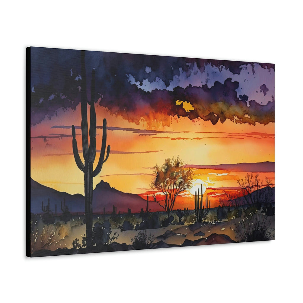 Desert Sunset Print Colorful Watercolor Wall Art Southwest Landscape Gift Saguaro Cactus Beautiful Nature Home Decor