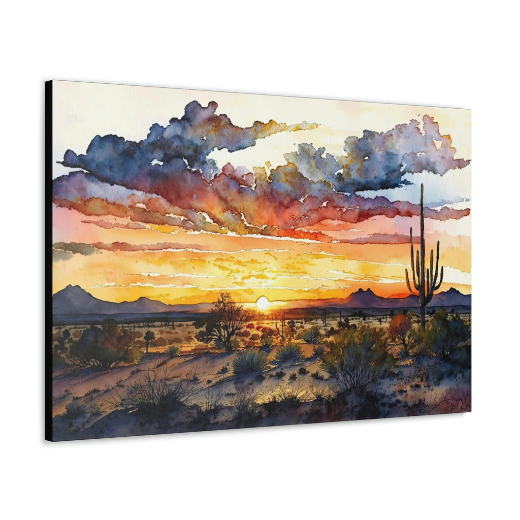 Desert Sunset Print Colorful Watercolor Wall Art Southwest Landscape Gift Saguaro Cactus Beautiful Nature Home Decor