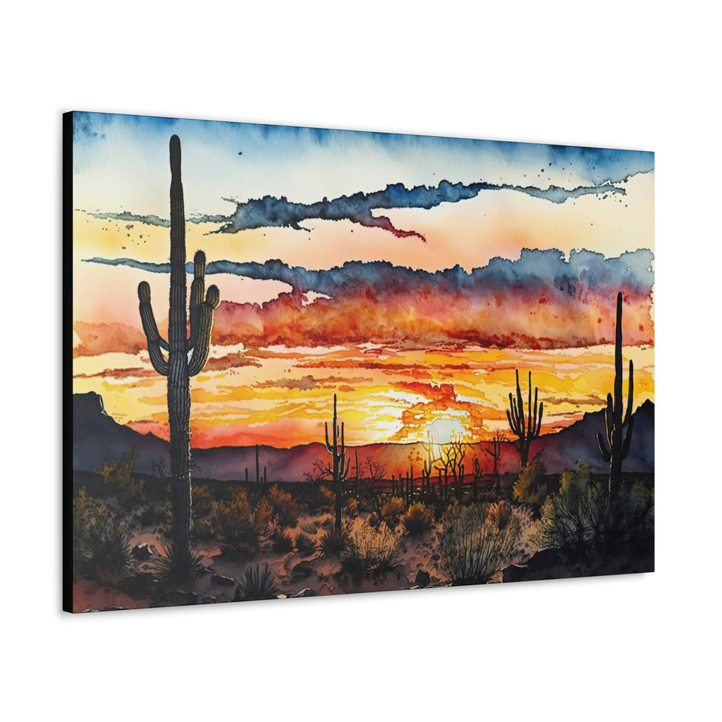 Desert Sunset Print Colorful Watercolor Wall Art Southwest Landscape Gift Saguaro Cactus Beautiful Nature Home Decor