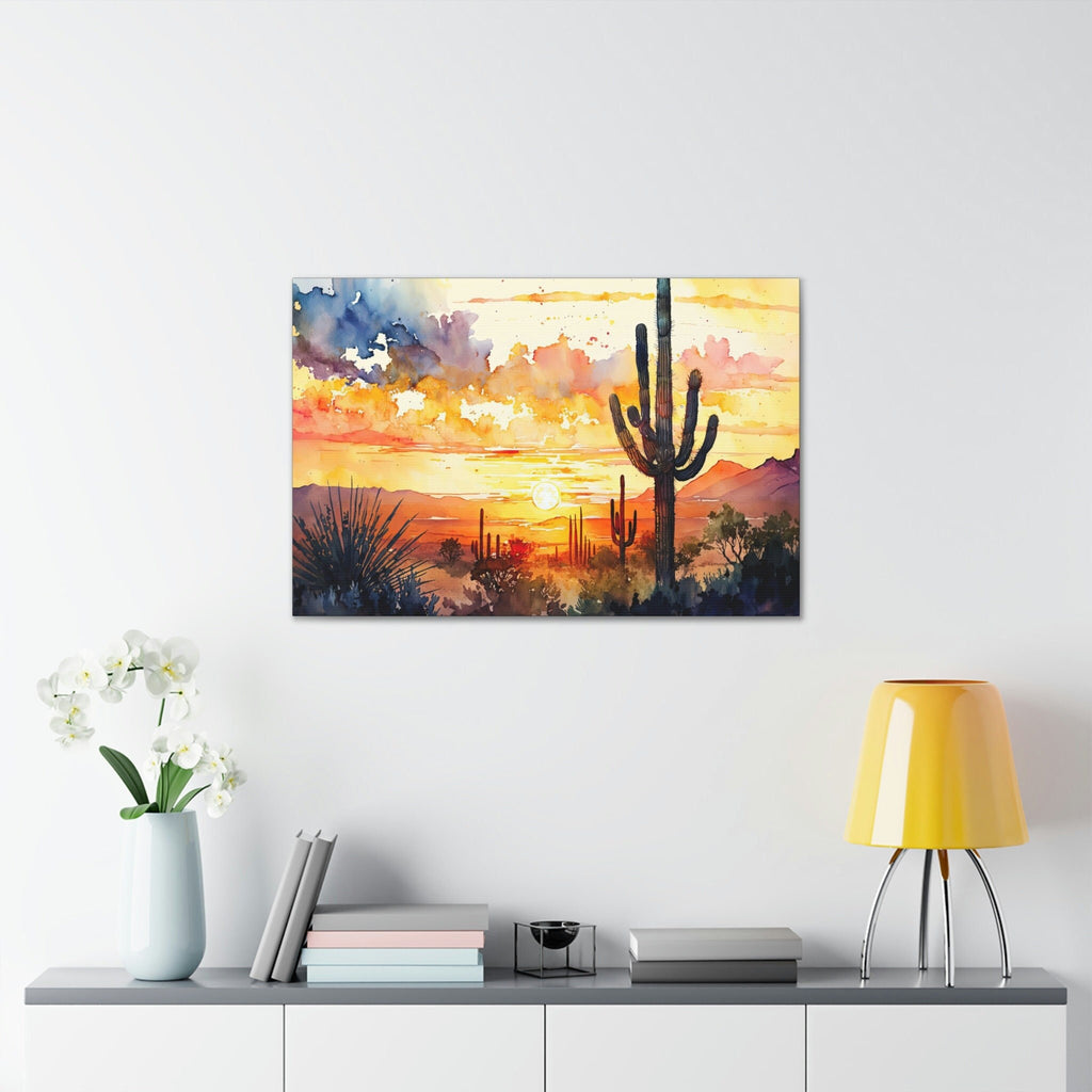 Desert Sunset Print Colorful Watercolor Wall Art Southwest Landscape Gift Saguaro Cactus Beautiful Nature Home Decor