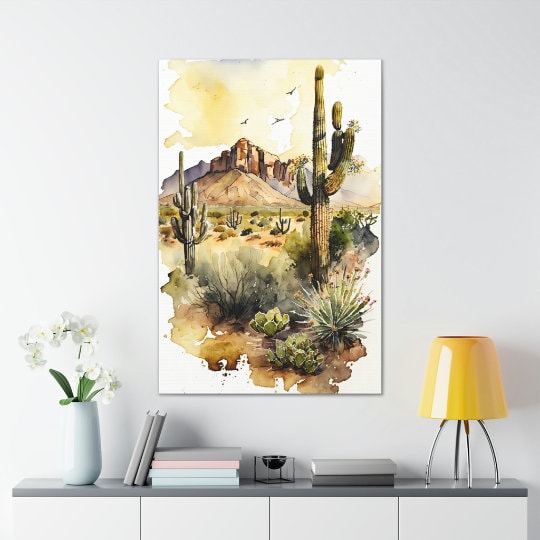 Desert Landscape Print Colorful Watercolor Wall Art Southwest Gift Saguaro Cactus Beautiful Nature Home Decor