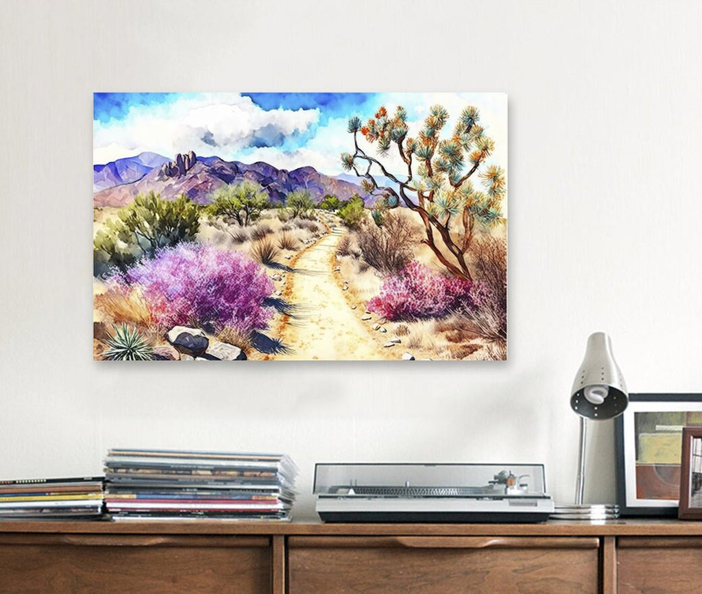 Desert Landscape Print Colorful Watercolor Wall Art Southwest Gift Cactus Beautiful Nature Home Decor