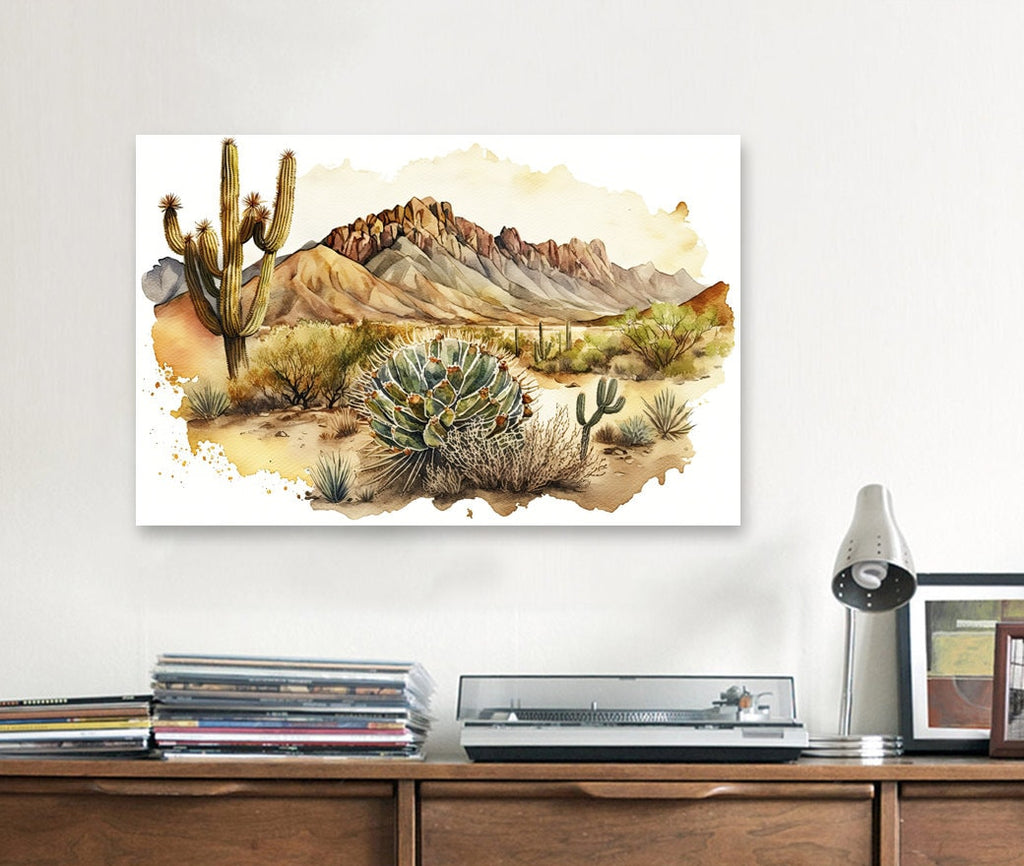 Desert Landscape Print Colorful Watercolor Wall Art Southwest Gift Saguaro Cactus Beautiful Nature Home Decor