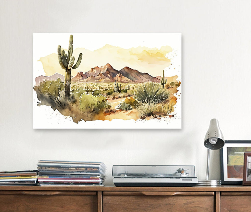 Desert Landscape Print Colorful Watercolor Wall Art Southwest Gift Saguaro Cactus Beautiful Nature Home Decor