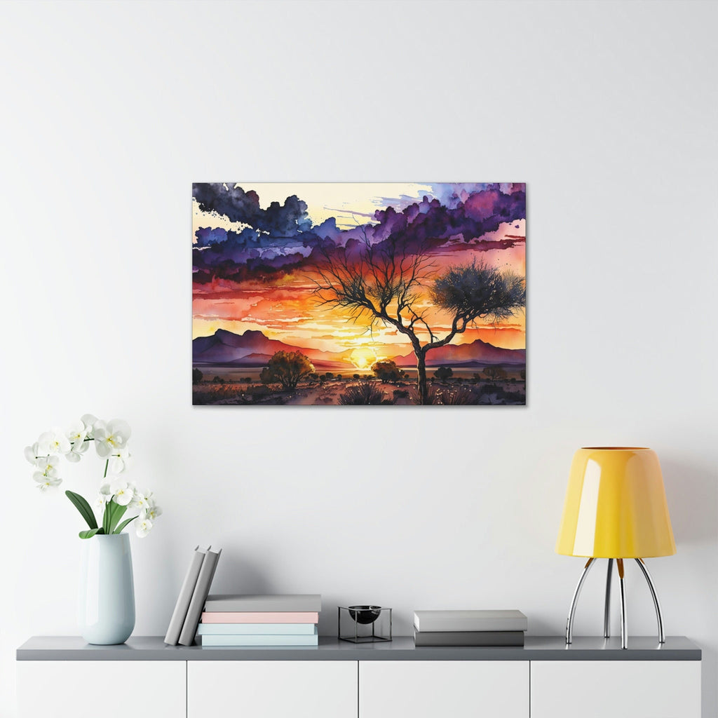 Desert Sunset Print Colorful Watercolor Wall Art Southwest Landscape Gift Saguaro Cactus Beautiful Nature Home Decor