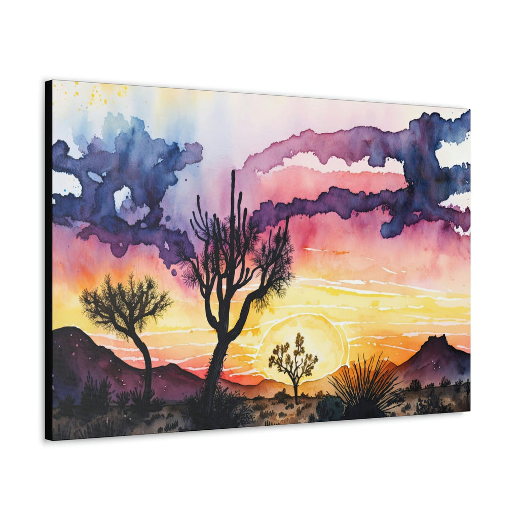 Joshua Tree Desert Sunset Print Colorful Watercolor Wall Art Southwest Landscape Gift Saguaro Cactus Beautiful Nature Home Decor