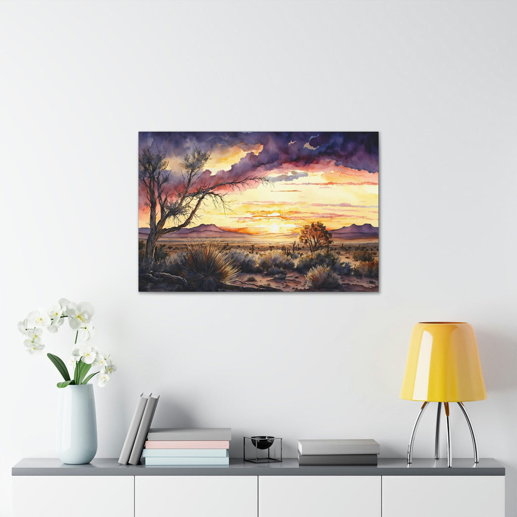 Desert Sunset Print Colorful Watercolor Wall Art Southwest Landscape Gift Saguaro Cactus Beautiful Nature Home Decor