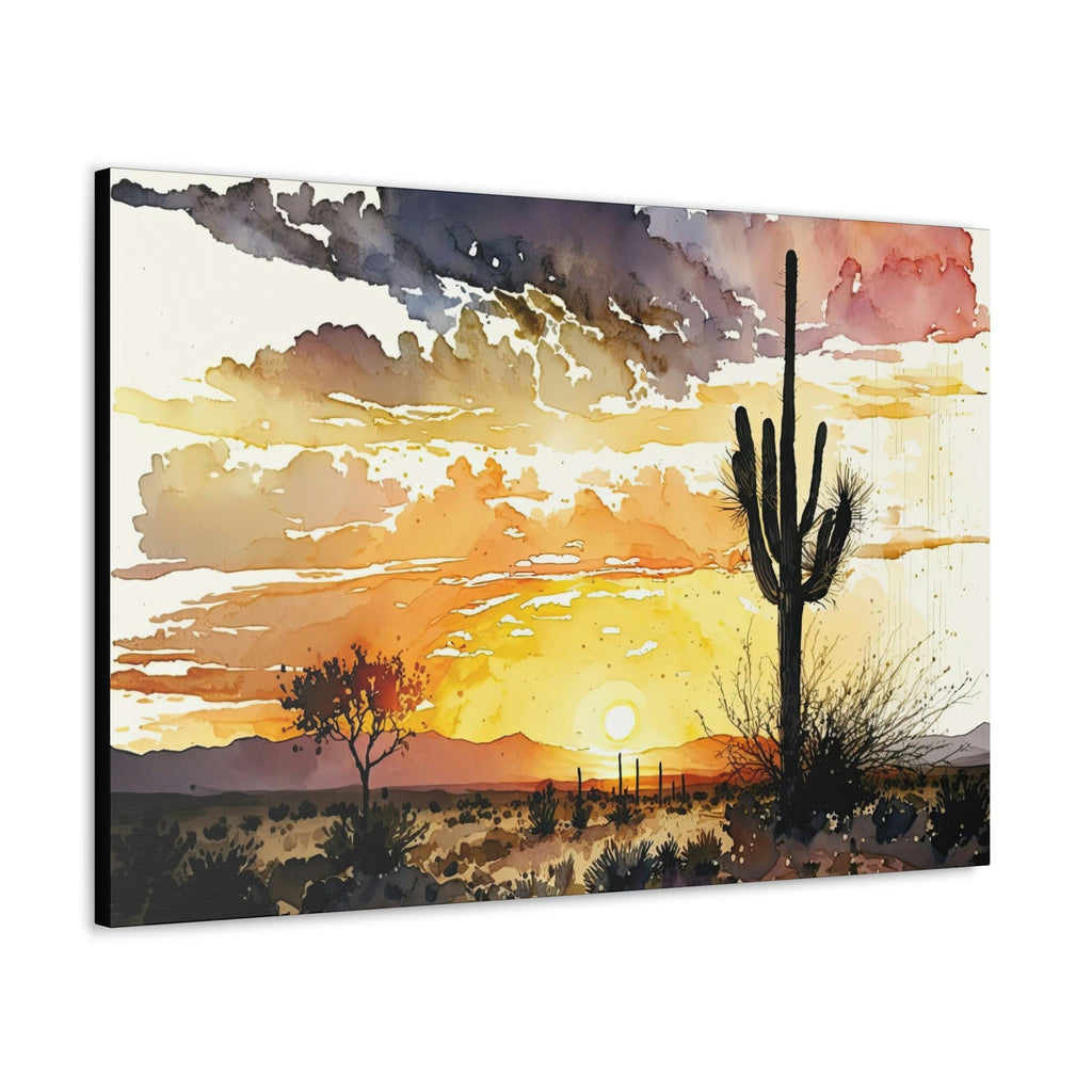 Desert Sunset Print Colorful Watercolor Wall Art Southwest Landscape Gift Saguaro Cactus Beautiful Nature Home Decor