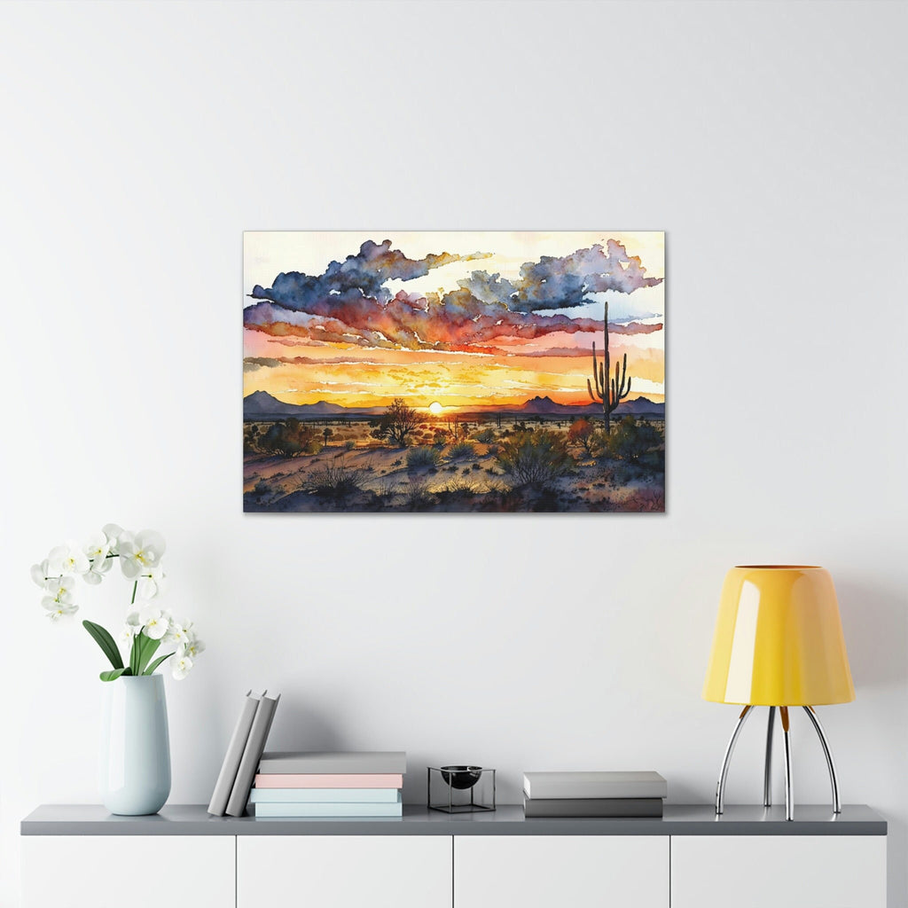 Desert Sunset Print Colorful Watercolor Wall Art Southwest Landscape Gift Saguaro Cactus Beautiful Nature Home Decor