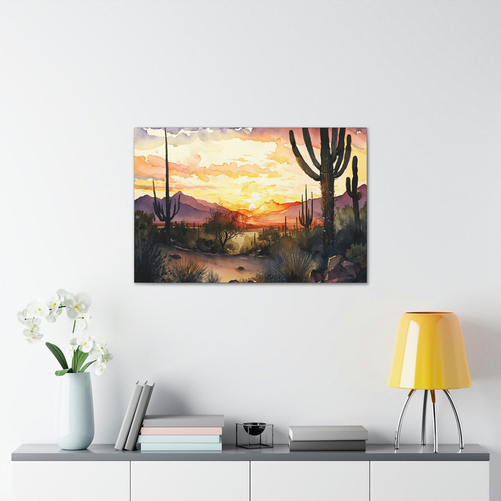 Desert Sunset Print Colorful Watercolor Wall Art Southwest Landscape Gift Saguaro Cactus Beautiful Nature Home Decor