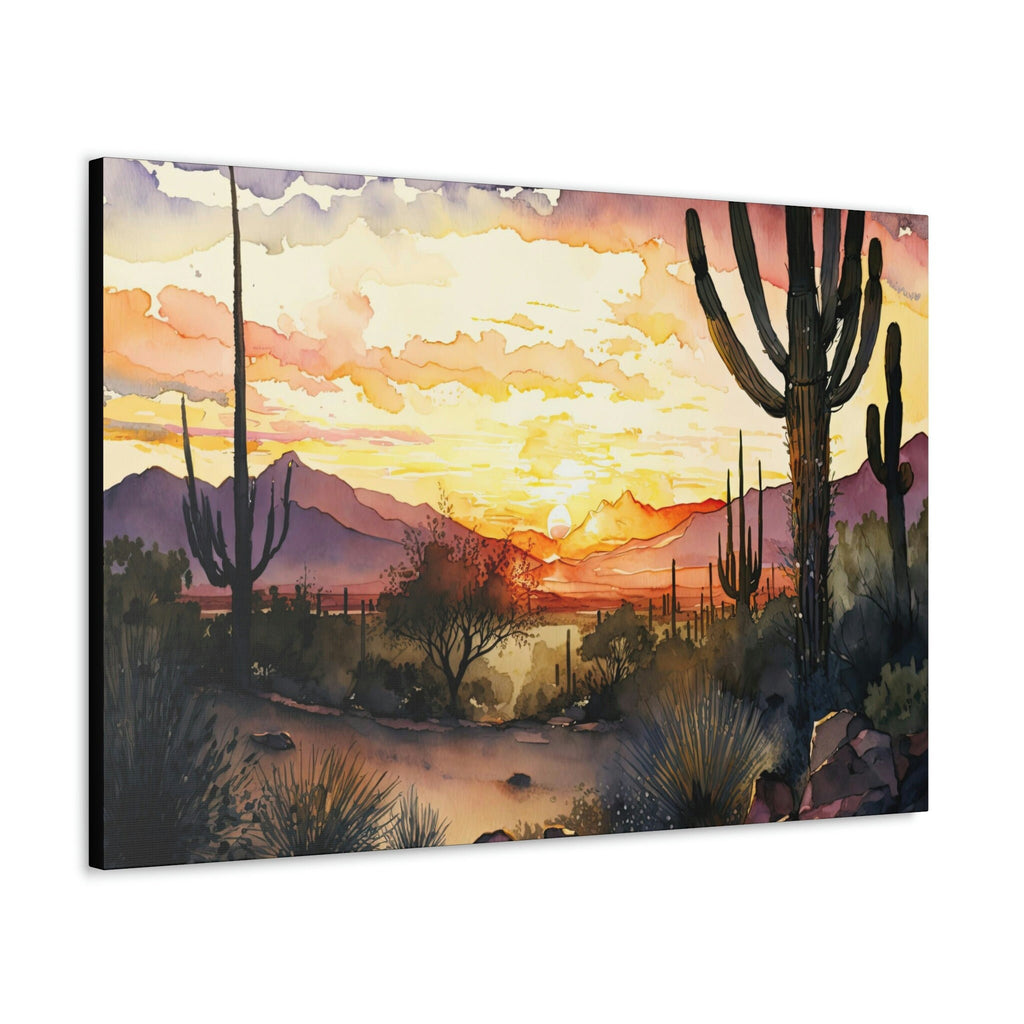 Desert Sunset Print Colorful Watercolor Wall Art Southwest Landscape Gift Saguaro Cactus Beautiful Nature Home Decor