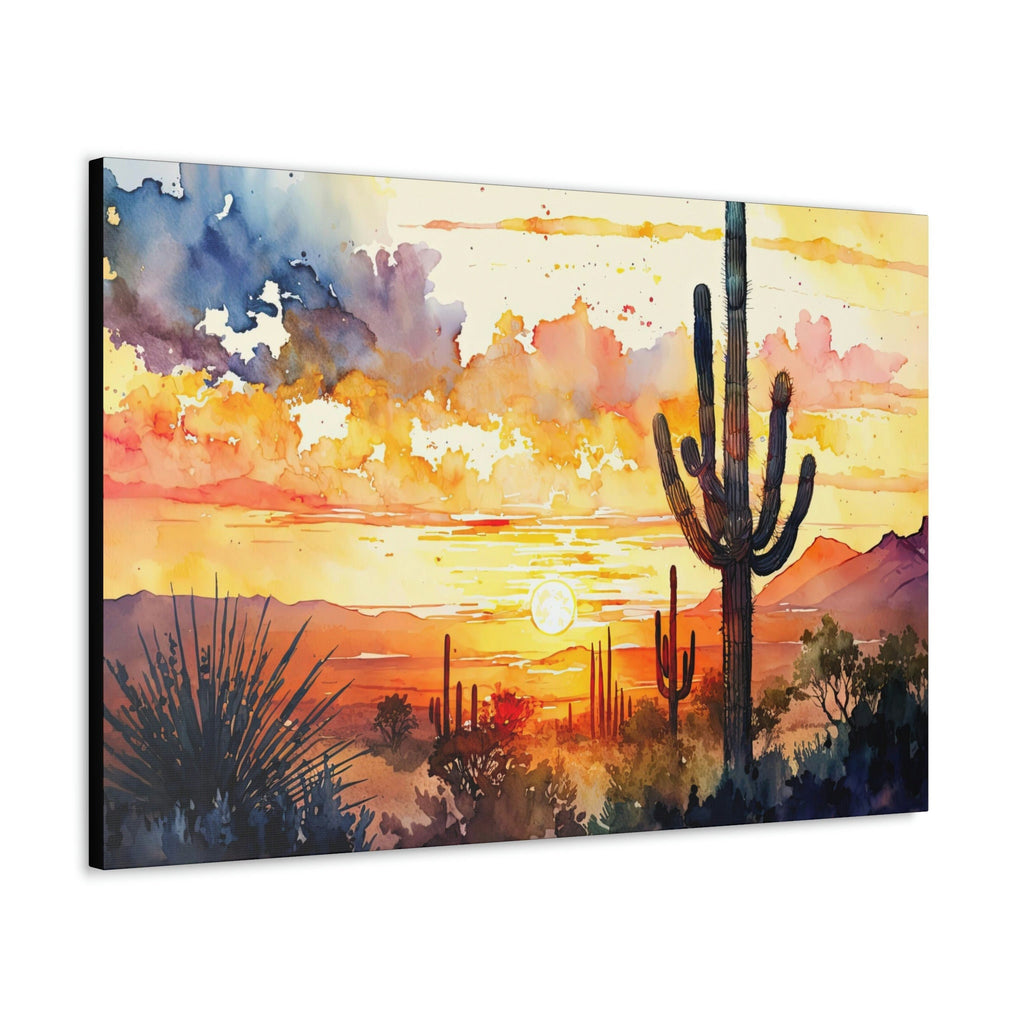 Desert Sunset Print Colorful Watercolor Wall Art Southwest Landscape Gift Saguaro Cactus Beautiful Nature Home Decor