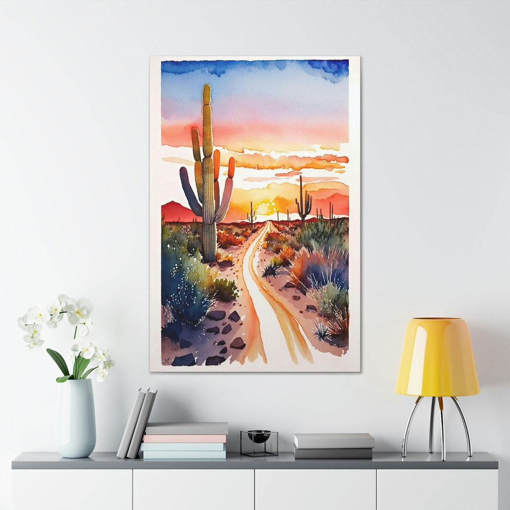 Desert Sunset Print Colorful Watercolor Wall Art Southwest Landscape Gift Saguaro Cactus Beautiful Nature Home Decor