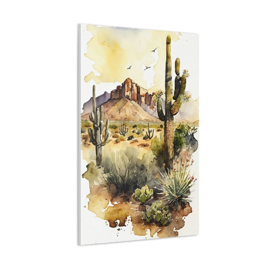 Desert Landscape Print Colorful Watercolor Wall Art Southwest Gift Saguaro Cactus Beautiful Nature Home Decor