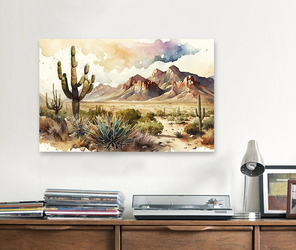 Desert Landscape Print Colorful Watercolor Wall Art Southwest Gift Saguaro Cactus Beautiful Nature Home Decor