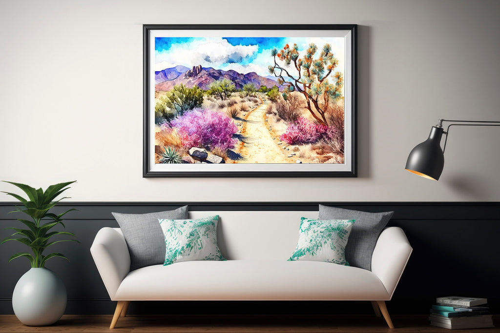 Desert Landscape Print Colorful Watercolor Wall Art Southwest Gift Cactus Beautiful Nature Home Decor