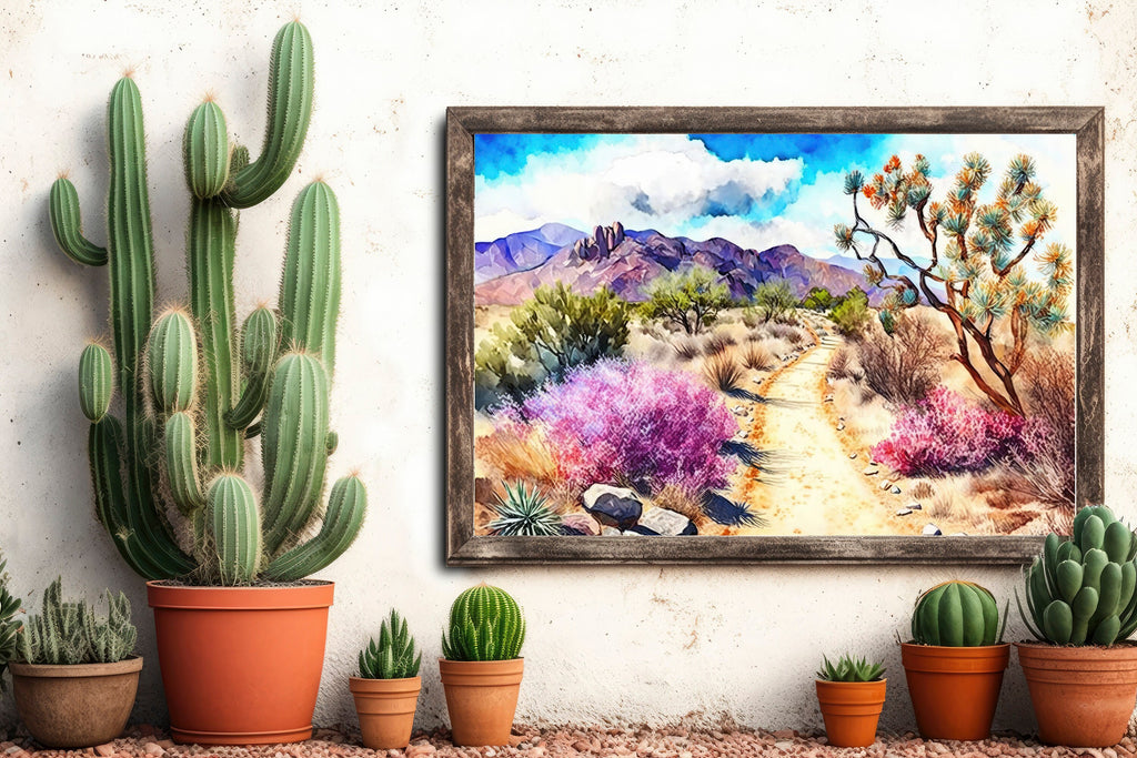 Desert Landscape Print Colorful Watercolor Wall Art Southwest Gift Cactus Beautiful Nature Home Decor