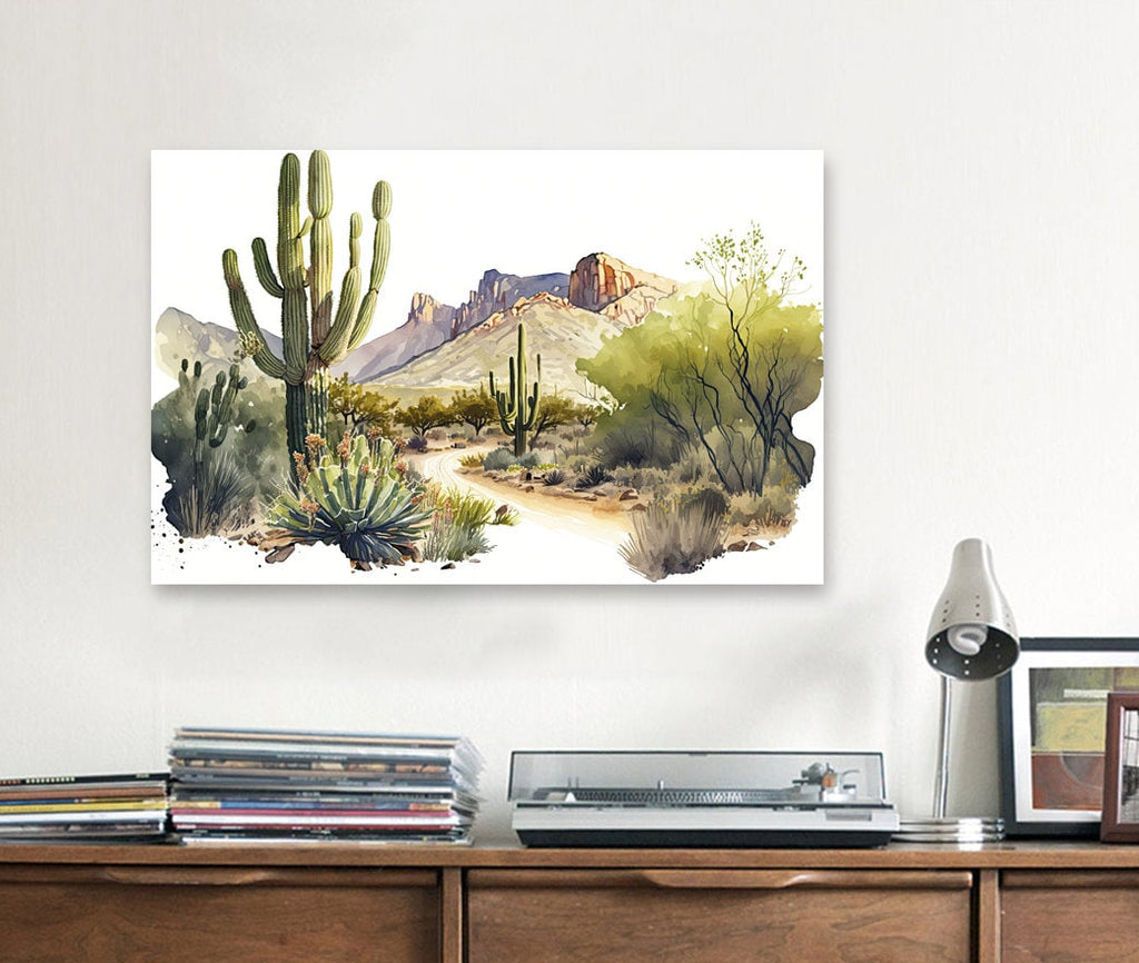 Desert Landscape Print Colorful Watercolor Wall Art Southwest Gift Saguaro Cactus Beautiful Nature Home Decor