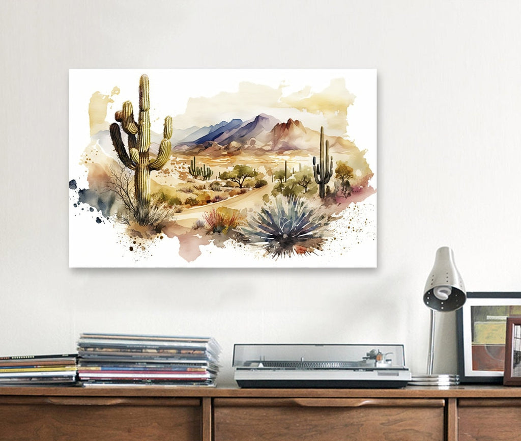 Desert Landscape Print Colorful Watercolor Wall Art Southwest Gift Saguaro Cactus Beautiful Nature Home Decor