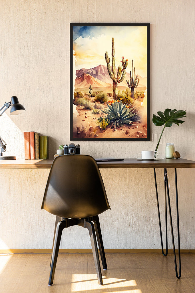 Desert Landscape Print Colorful Watercolor Wall Art Southwest Gift Saguaro Cactus Beautiful Nature Home Decor