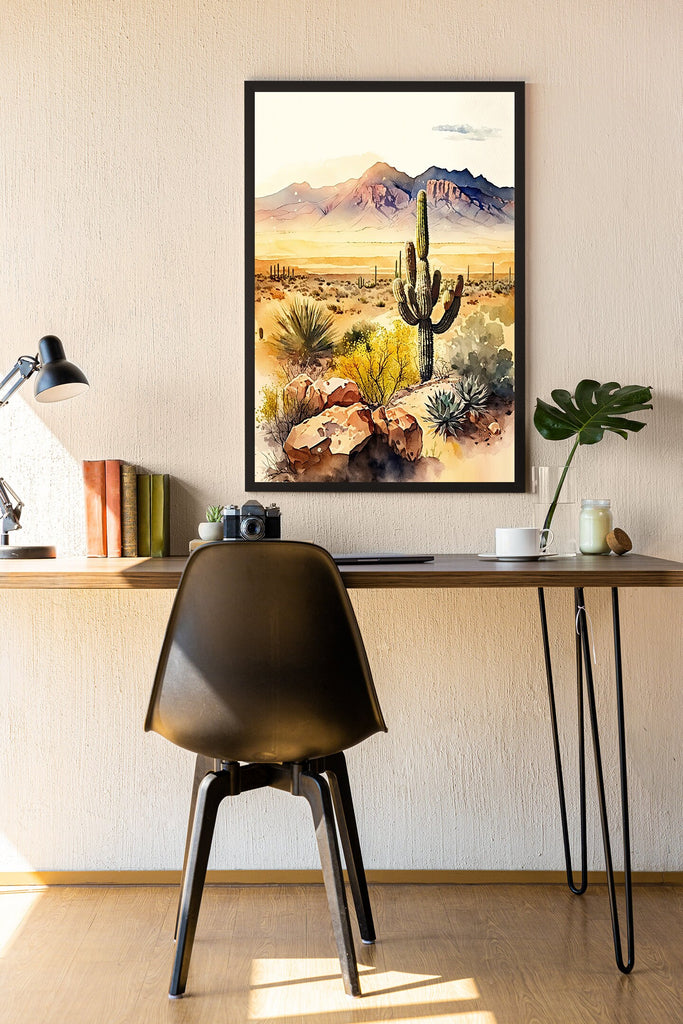 Desert Landscape Print Colorful Watercolor Wall Art Southwest Gift Saguaro Cactus Beautiful Nature Home Decor