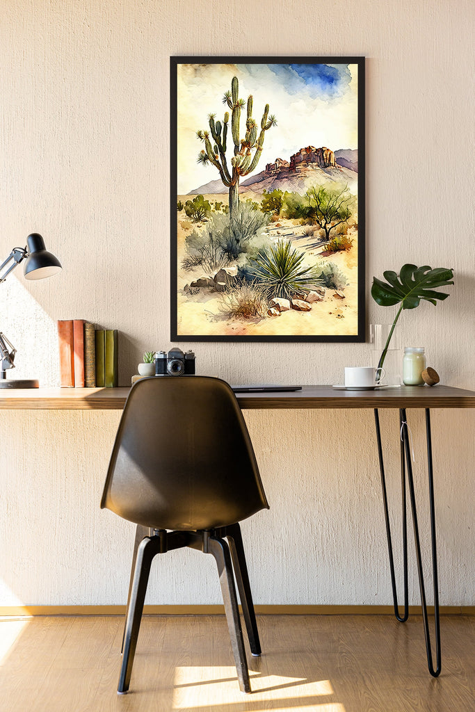 Desert Landscape Print Colorful Watercolor Wall Art Southwest Gift Saguaro Cactus Beautiful Nature Home Decor