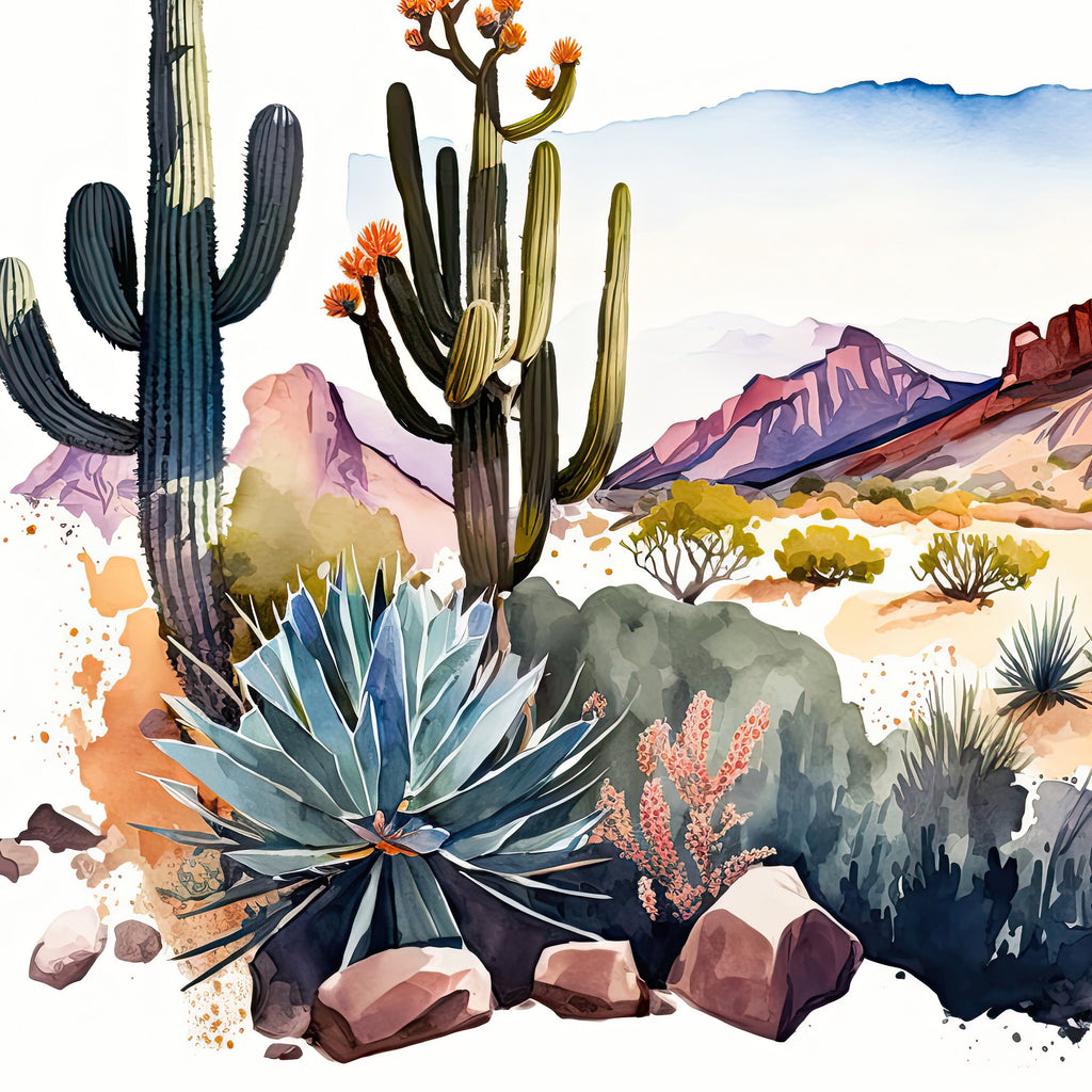 Desert Landscape Print Colorful Watercolor Wall Art Southwest Gift Saguaro Cactus Beautiful Nature Home Decor