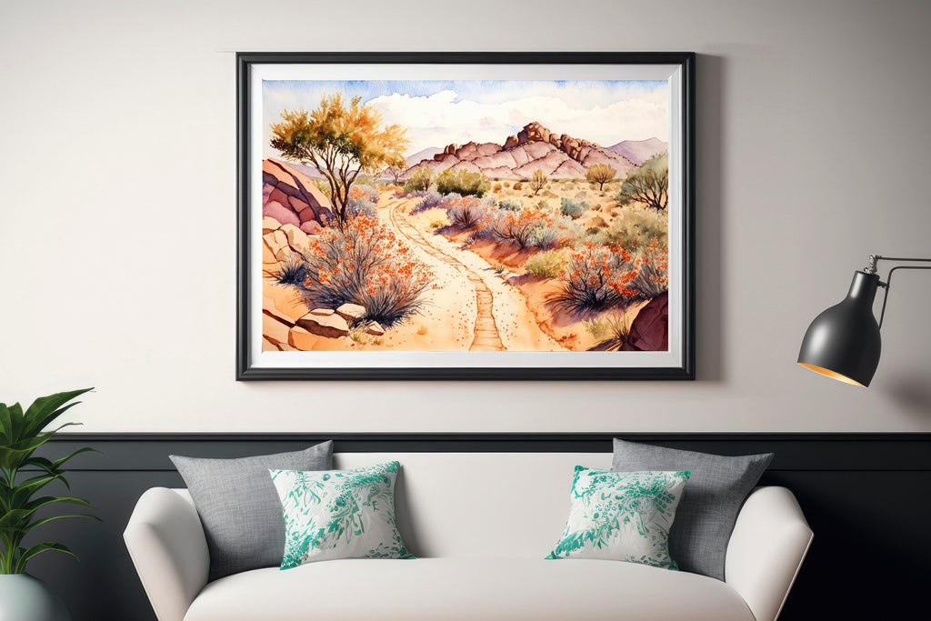 Desert Sunset Print Colorful Watercolor Wall Art Southwest Landscape Gift Saguaro Cactus Beautiful Nature Home Decor