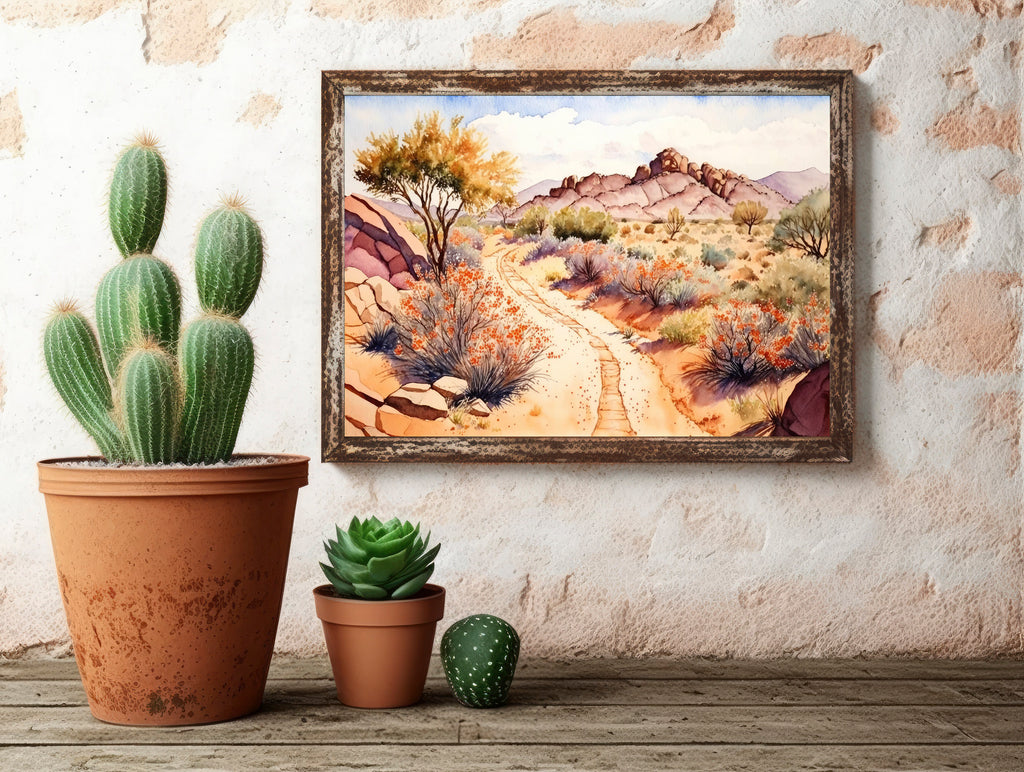 Desert Sunset Print Colorful Watercolor Wall Art Southwest Landscape Gift Saguaro Cactus Beautiful Nature Home Decor