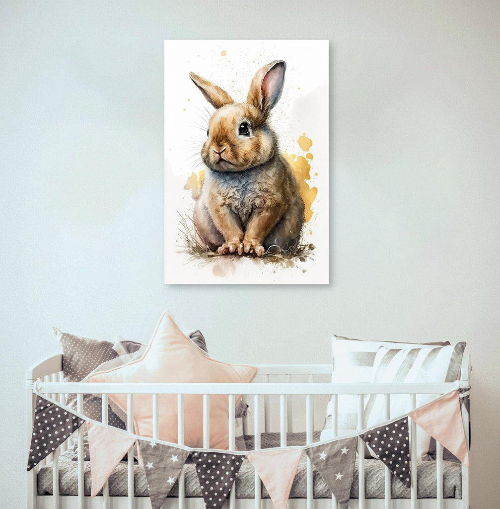 Baby Bunny Rabbit Watercolor Print Easter Pet Wall Art Cute Spring Gift Animal Home Decor