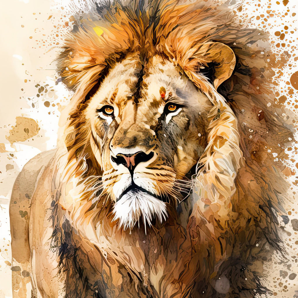 Lion Watercolor Print African Nature Wall Art Wildlife Gift Animal Home Decor