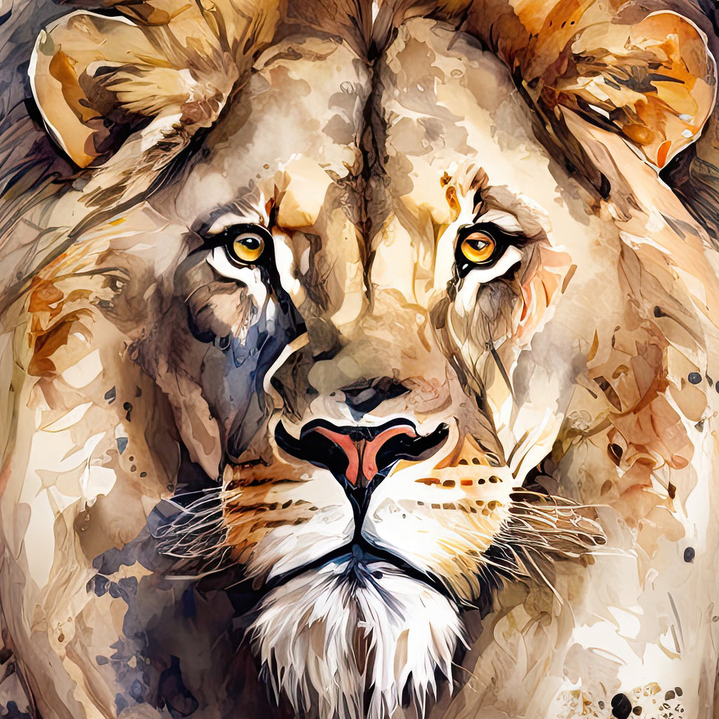 Lion Watercolor Print African Nature Wall Art Wildlife Gift Animal Home Decor