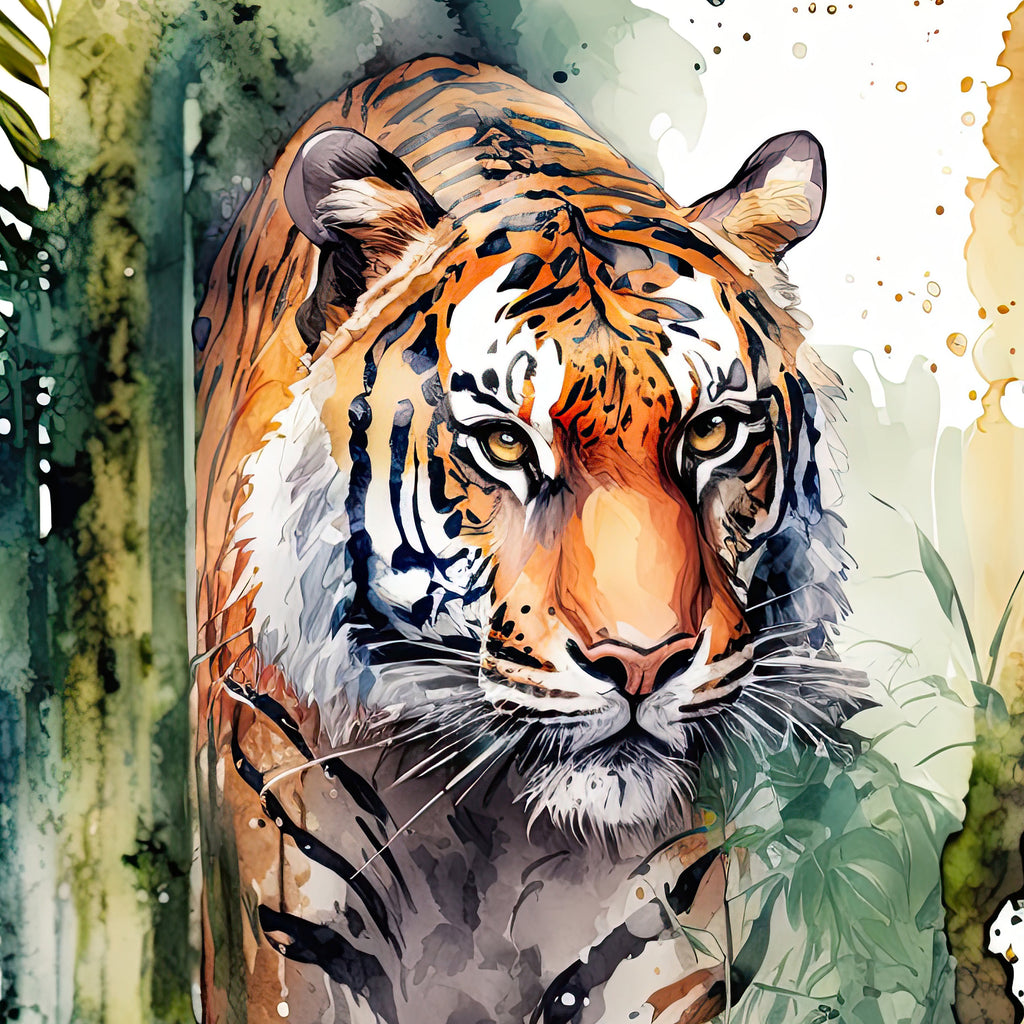 Tiger Watercolor Print Jungle Cat Nature Wall Art Wildlife Gift Animal Home Decor