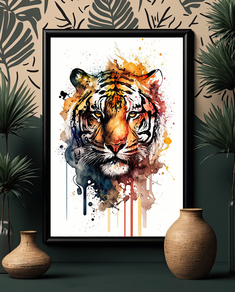 Tiger Watercolor Print Jungle Cat Nature Wall Art Wildlife Gift Animal Home Decor