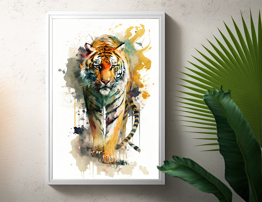 Tiger Watercolor Print Jungle Cat Nature Wall Art Wildlife Gift Animal Home Decor