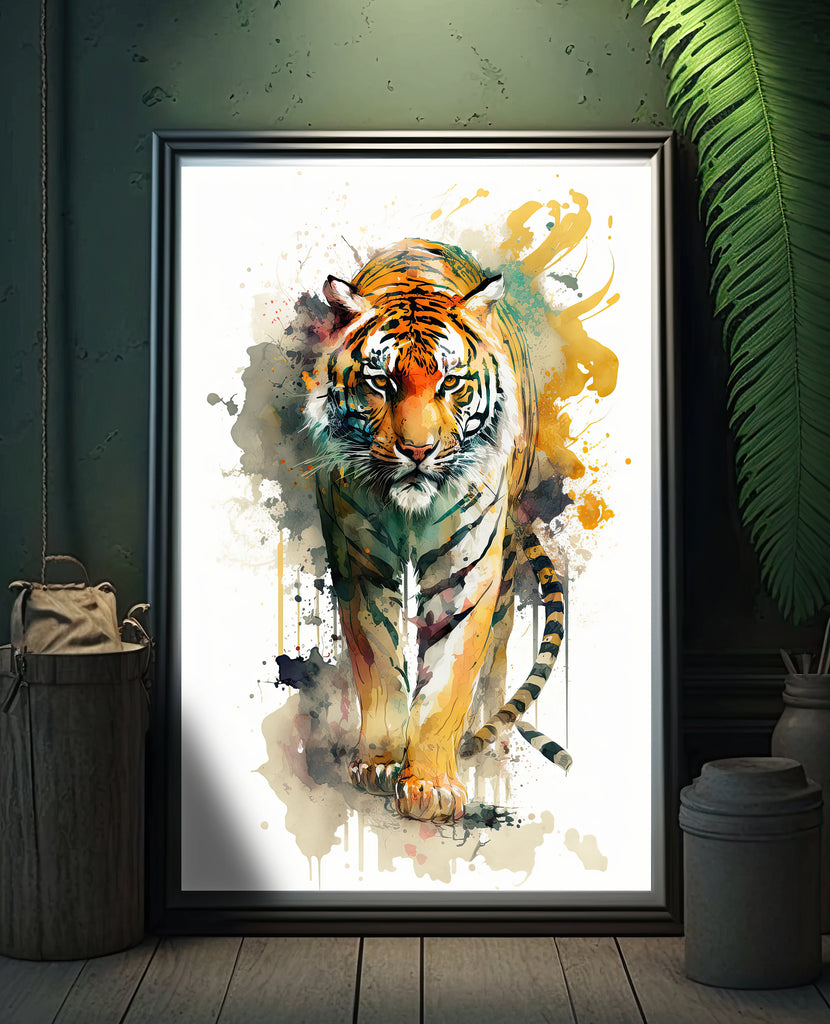 Tiger Watercolor Print Jungle Cat Nature Wall Art Wildlife Gift Animal Home Decor