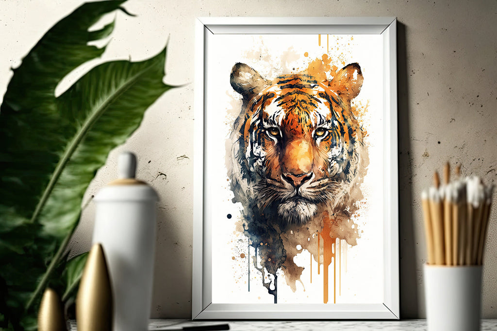 Tiger Watercolor Print Jungle Cat Nature Wall Art Wildlife Gift Animal Home Decor