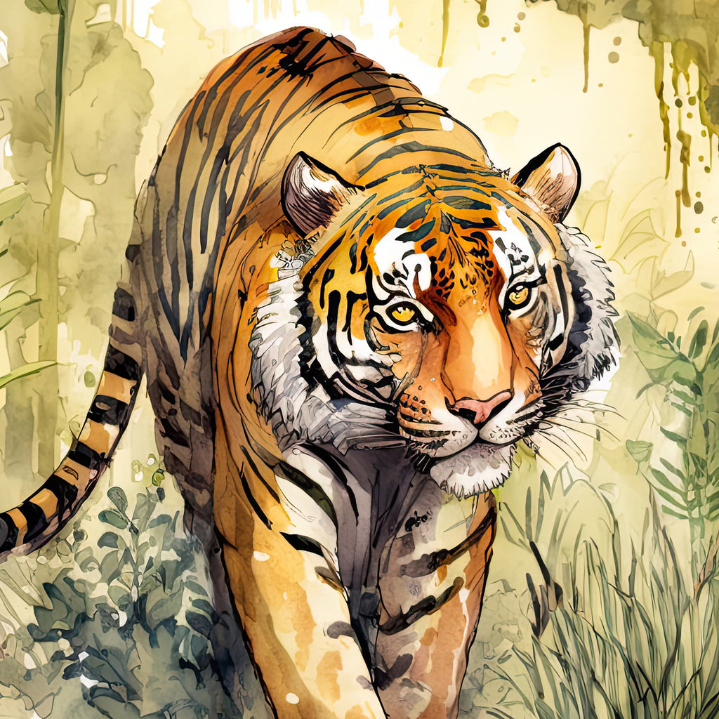 Tiger Watercolor Print Jungle Cat Nature Wall Art Wildlife Gift Animal Home Decor