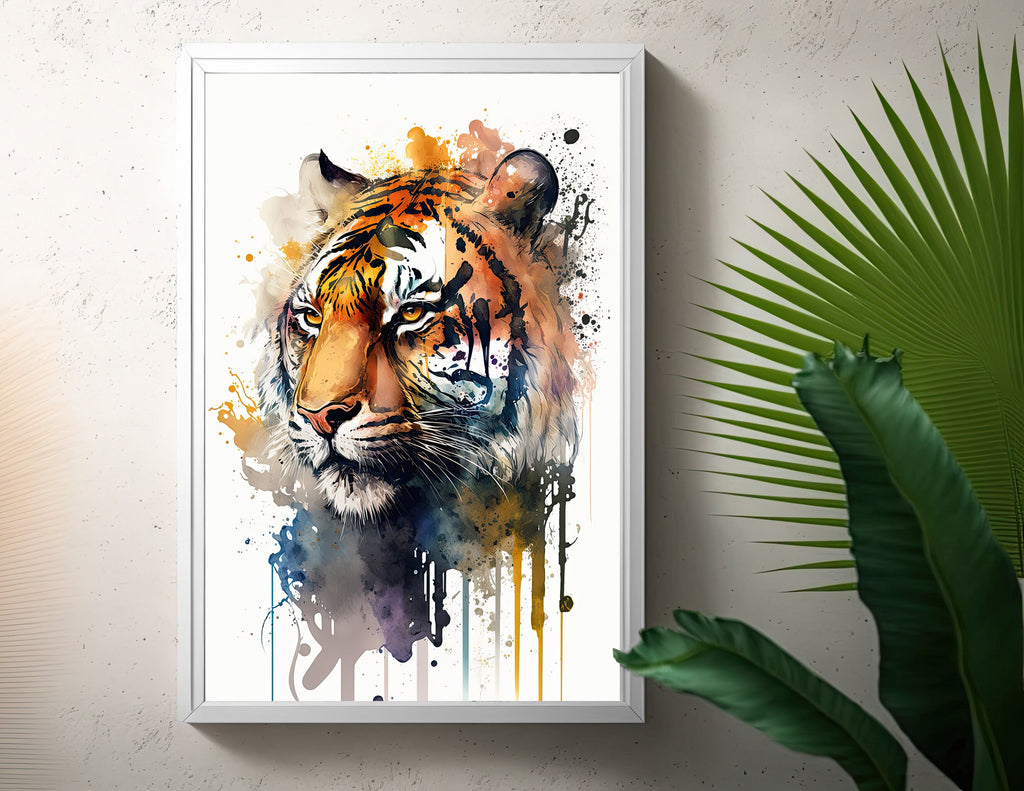 Tiger Watercolor Print Jungle Cat Nature Wall Art Wildlife Gift Animal Home Decor