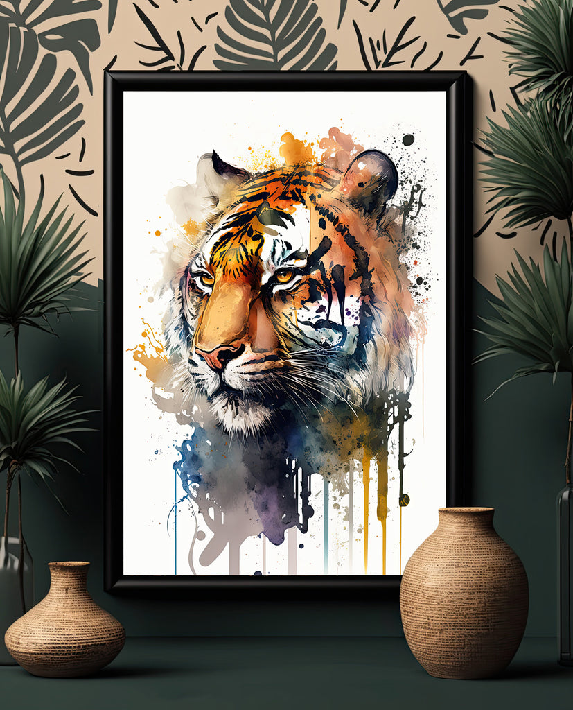 Tiger Watercolor Print Jungle Cat Nature Wall Art Wildlife Gift Animal Home Decor