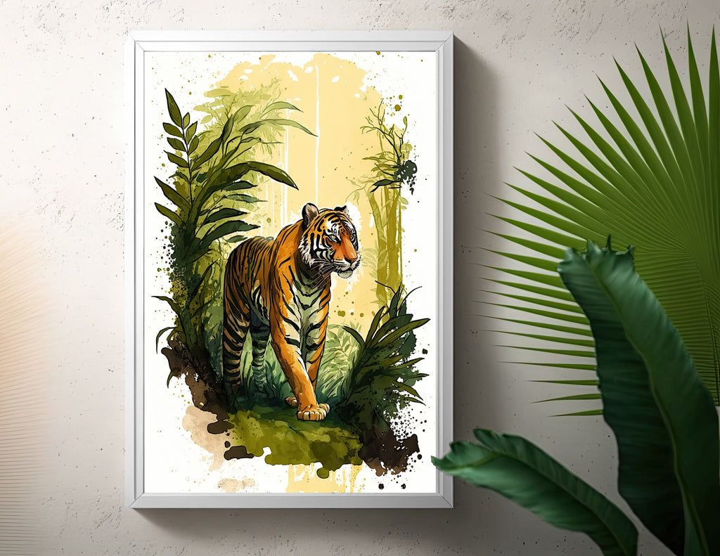 Tiger Watercolor Print Jungle Cat Nature Wall Art Wildlife Gift Animal Home Decor