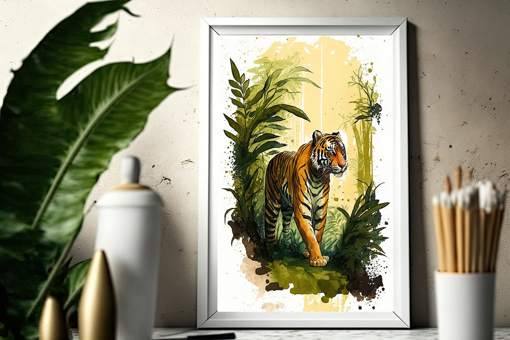 Tiger Watercolor Print Jungle Cat Nature Wall Art Wildlife Gift Animal Home Decor