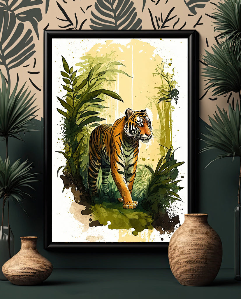 Tiger Watercolor Print Jungle Cat Nature Wall Art Wildlife Gift Animal Home Decor