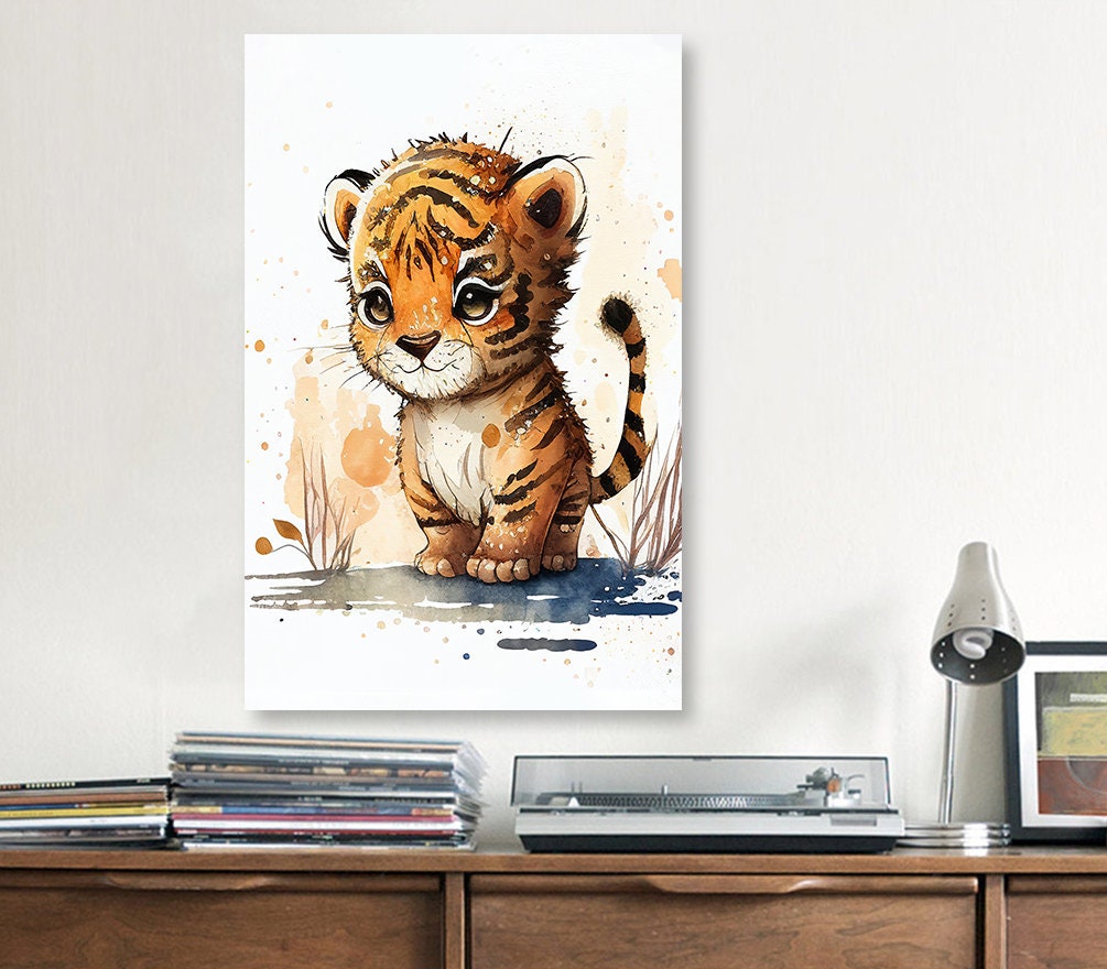 Baby Tiger Watercolor Print Jungle Cat Nature Wall Art Kids Nursery Wi –  Rebel Pop Art