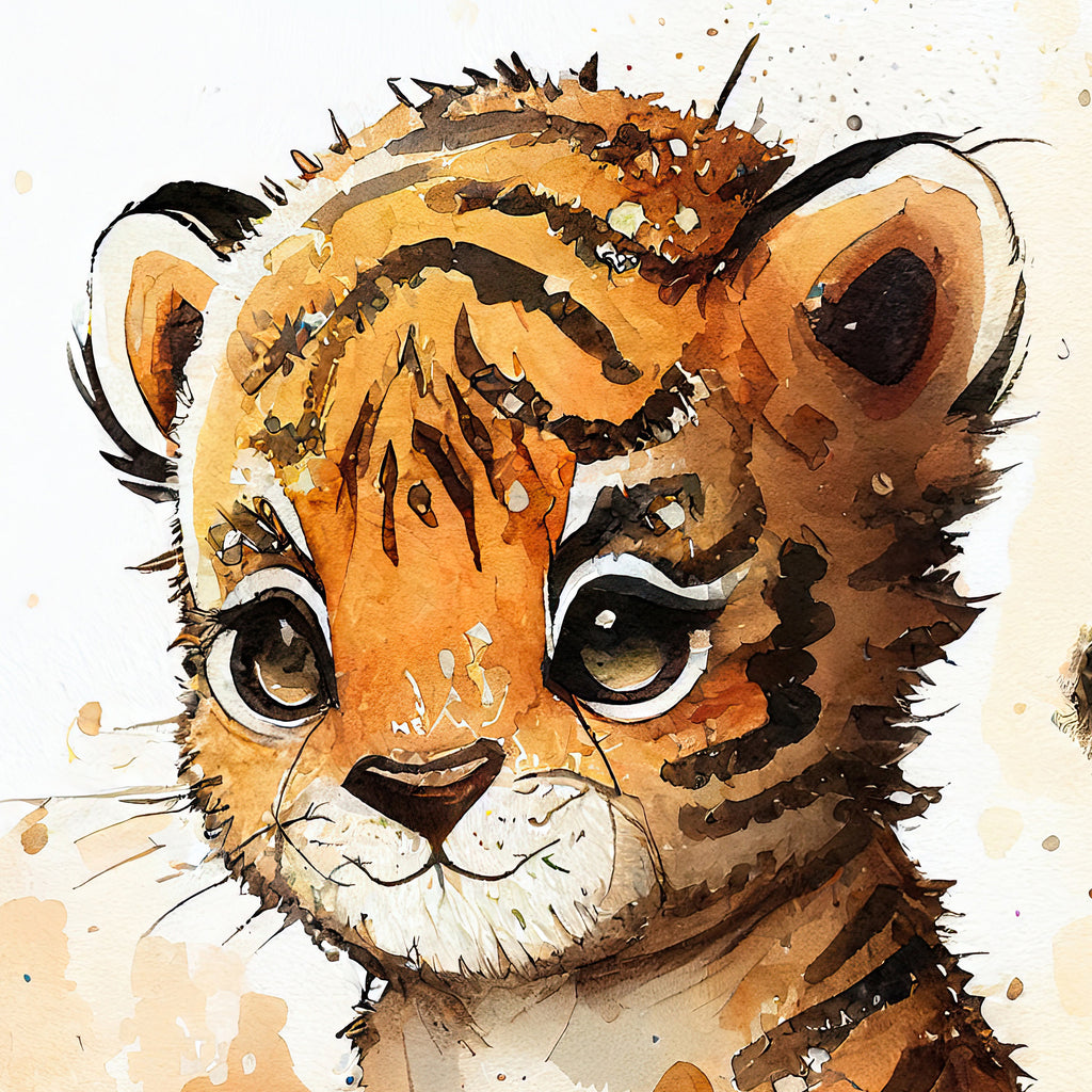 Baby Tiger Watercolor Print Jungle Cat Nature Wall Art Kids Nursery Wildlife Gift Cute Animal Home Decor