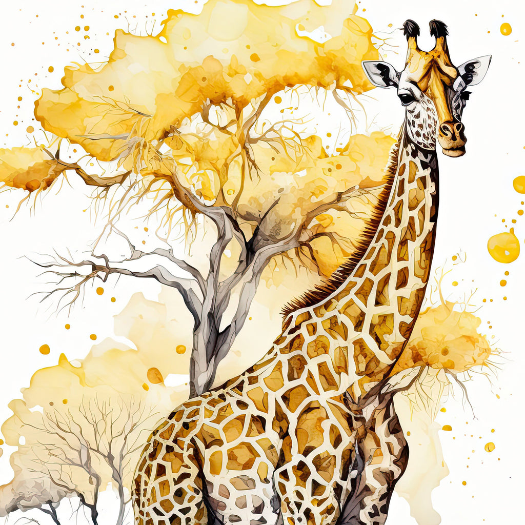 Giraffe Watercolor Print African Nature Wall Art Serengeti Wildlife Gift Animal Painting Home Decor