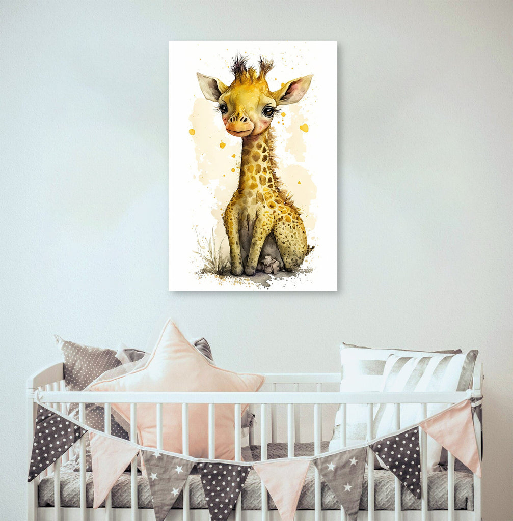 Baby Giraffe Watercolor Print African Nature Wall Art Kids Nursery Wildlife Gift Cute Animal Home Decor